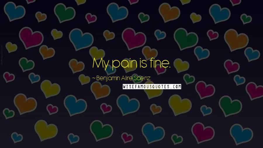 Benjamin Alire Saenz Quotes: My pain is fine.