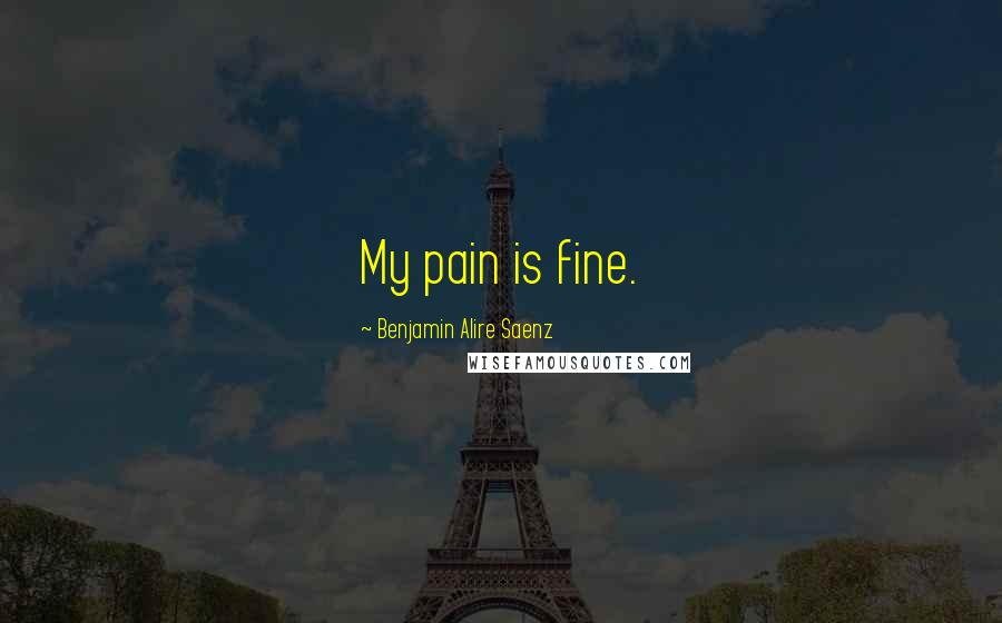 Benjamin Alire Saenz Quotes: My pain is fine.