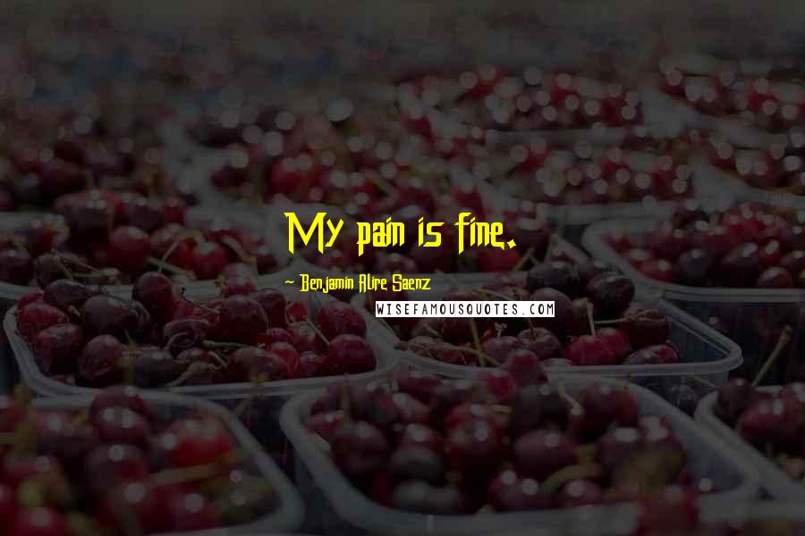 Benjamin Alire Saenz Quotes: My pain is fine.