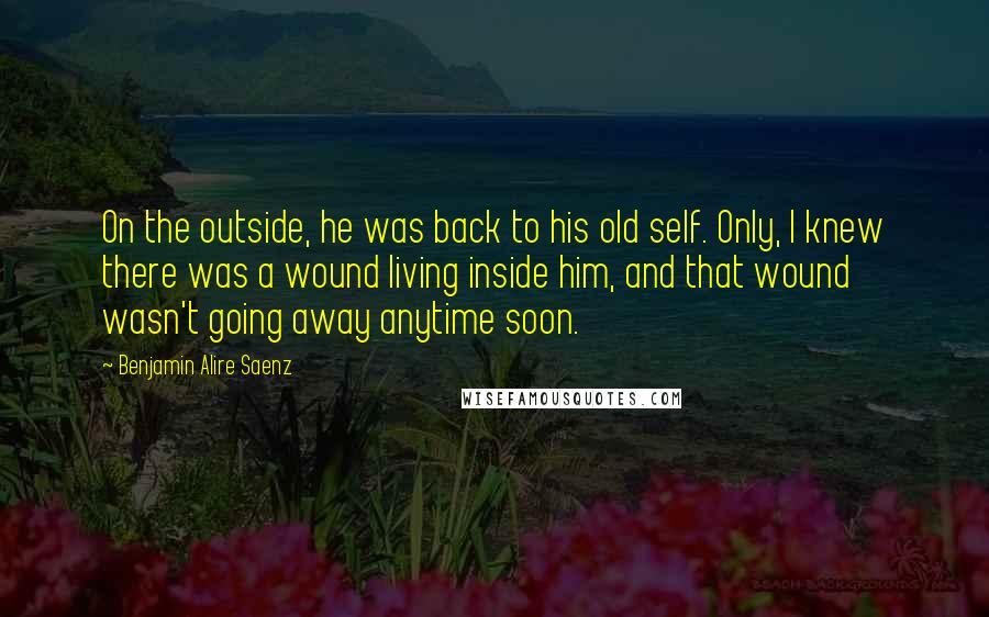 Benjamin Alire Saenz Quotes: On the outside, he was back to his old self. Only, I knew there was a wound living inside him, and that wound wasn't going away anytime soon.