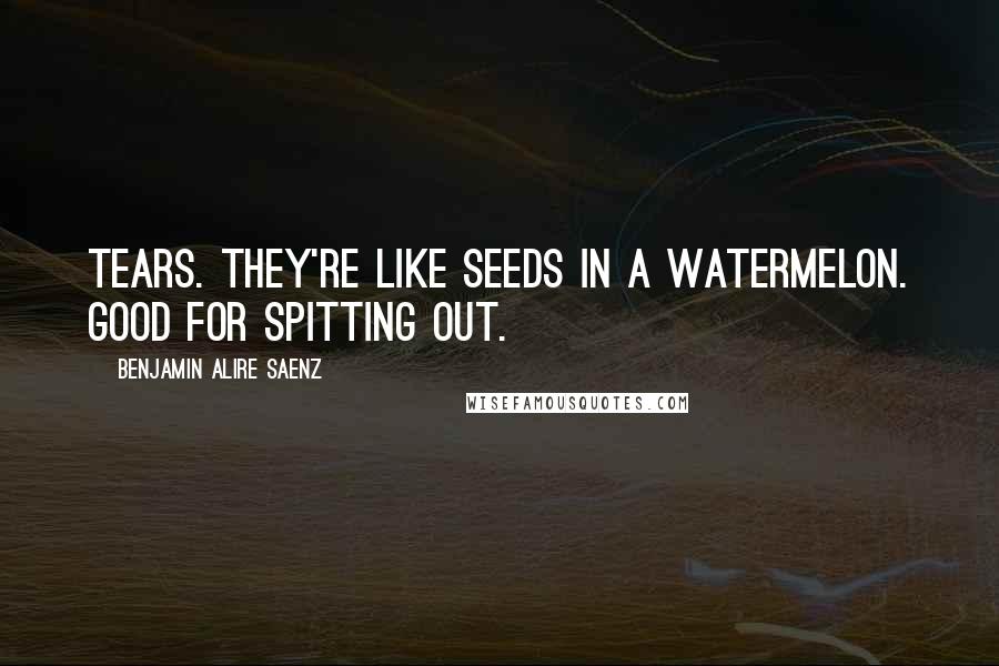 Benjamin Alire Saenz Quotes: Tears. They're like seeds in a watermelon. Good for spitting out.