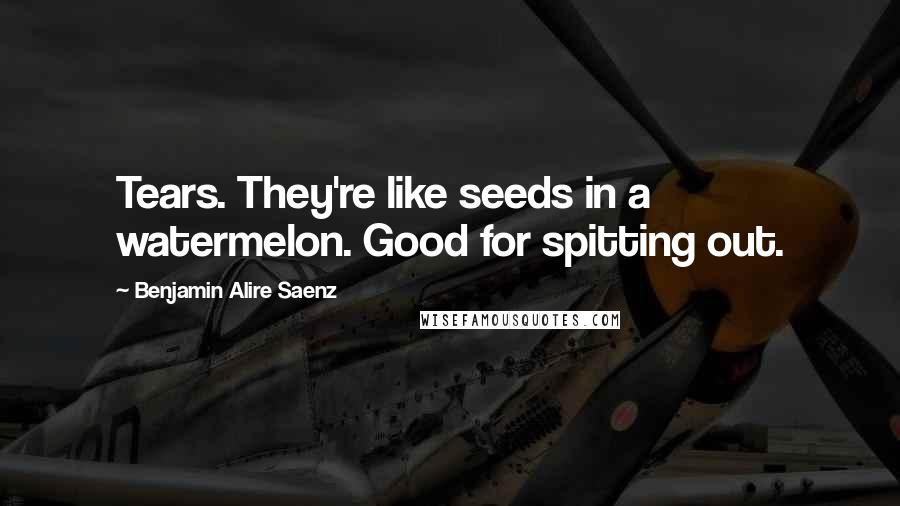 Benjamin Alire Saenz Quotes: Tears. They're like seeds in a watermelon. Good for spitting out.