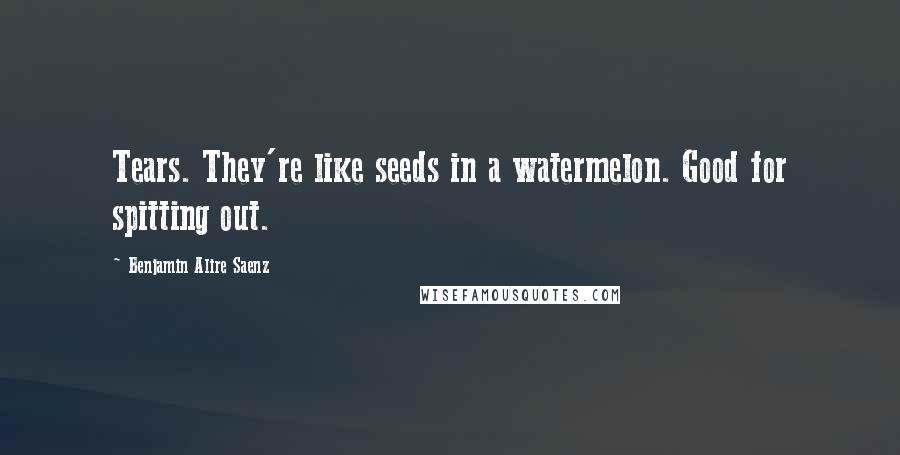 Benjamin Alire Saenz Quotes: Tears. They're like seeds in a watermelon. Good for spitting out.