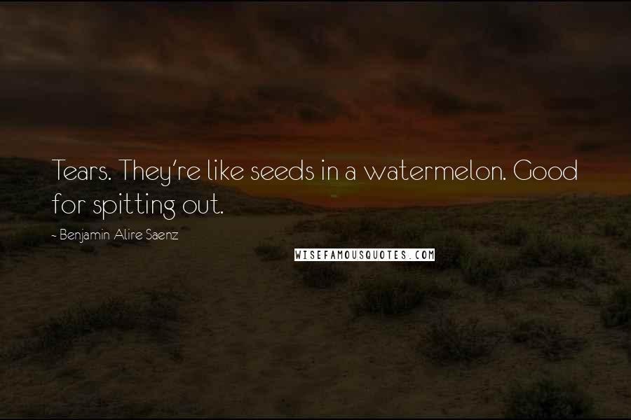 Benjamin Alire Saenz Quotes: Tears. They're like seeds in a watermelon. Good for spitting out.