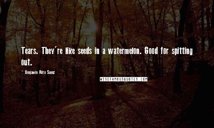 Benjamin Alire Saenz Quotes: Tears. They're like seeds in a watermelon. Good for spitting out.