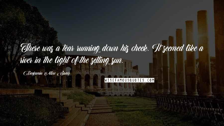 Benjamin Alire Saenz Quotes: There was a tear running down his cheek. It seemed like a river in the light of the setting sun.