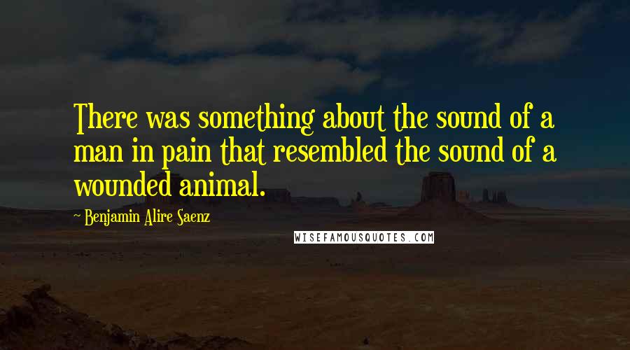 Benjamin Alire Saenz Quotes: There was something about the sound of a man in pain that resembled the sound of a wounded animal.