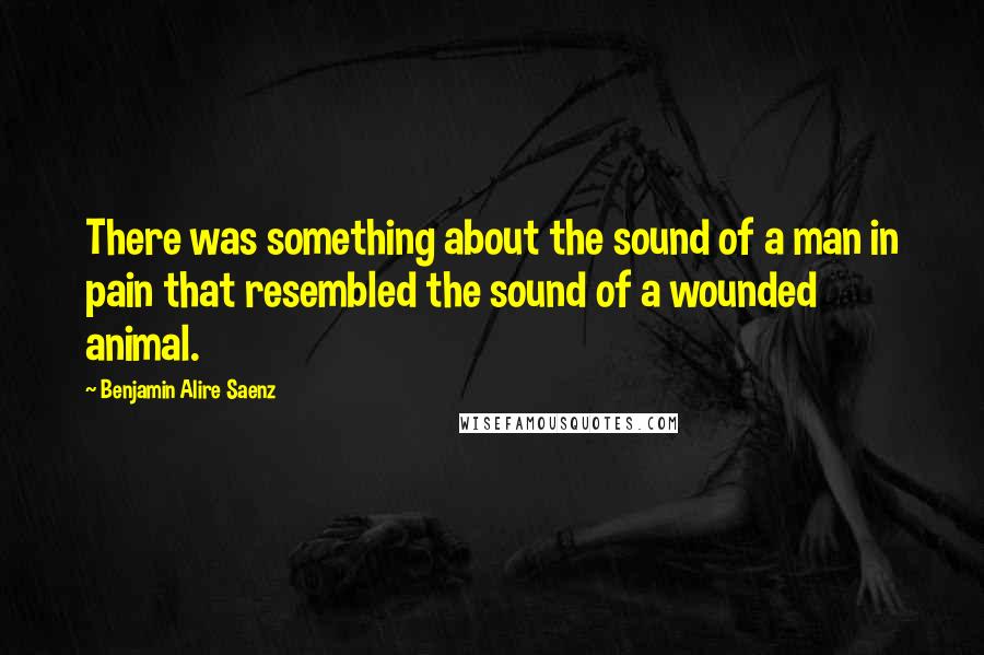 Benjamin Alire Saenz Quotes: There was something about the sound of a man in pain that resembled the sound of a wounded animal.