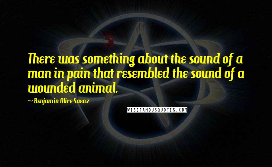 Benjamin Alire Saenz Quotes: There was something about the sound of a man in pain that resembled the sound of a wounded animal.