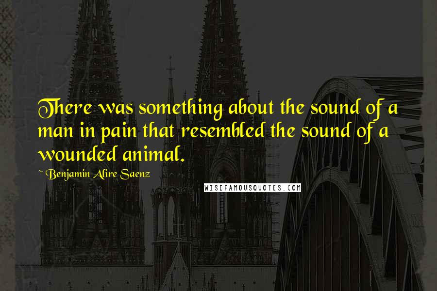 Benjamin Alire Saenz Quotes: There was something about the sound of a man in pain that resembled the sound of a wounded animal.