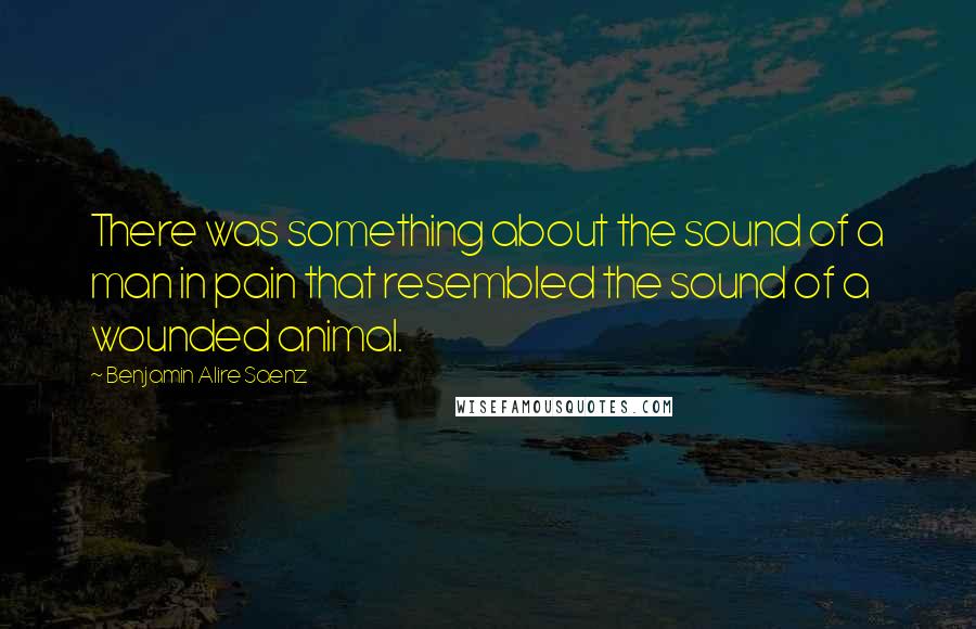 Benjamin Alire Saenz Quotes: There was something about the sound of a man in pain that resembled the sound of a wounded animal.