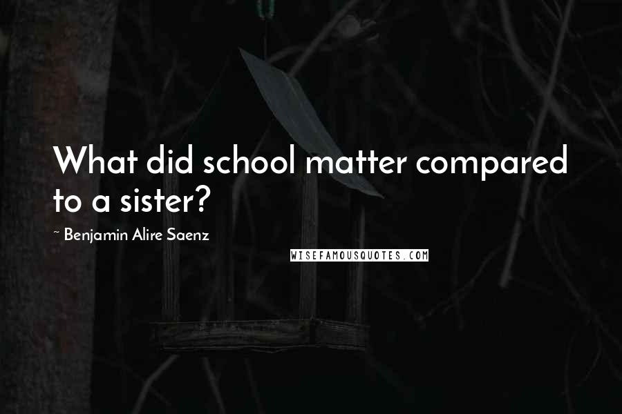 Benjamin Alire Saenz Quotes: What did school matter compared to a sister?