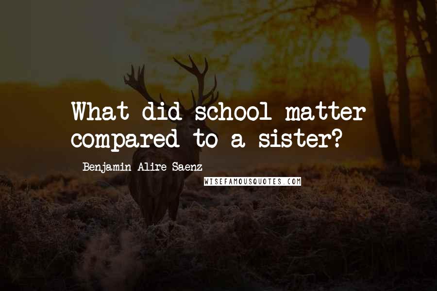Benjamin Alire Saenz Quotes: What did school matter compared to a sister?