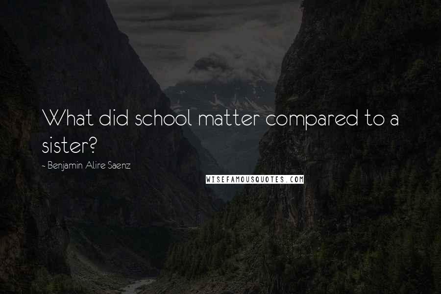 Benjamin Alire Saenz Quotes: What did school matter compared to a sister?