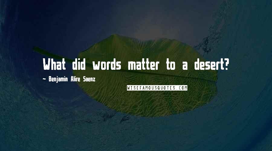 Benjamin Alire Saenz Quotes: What did words matter to a desert?