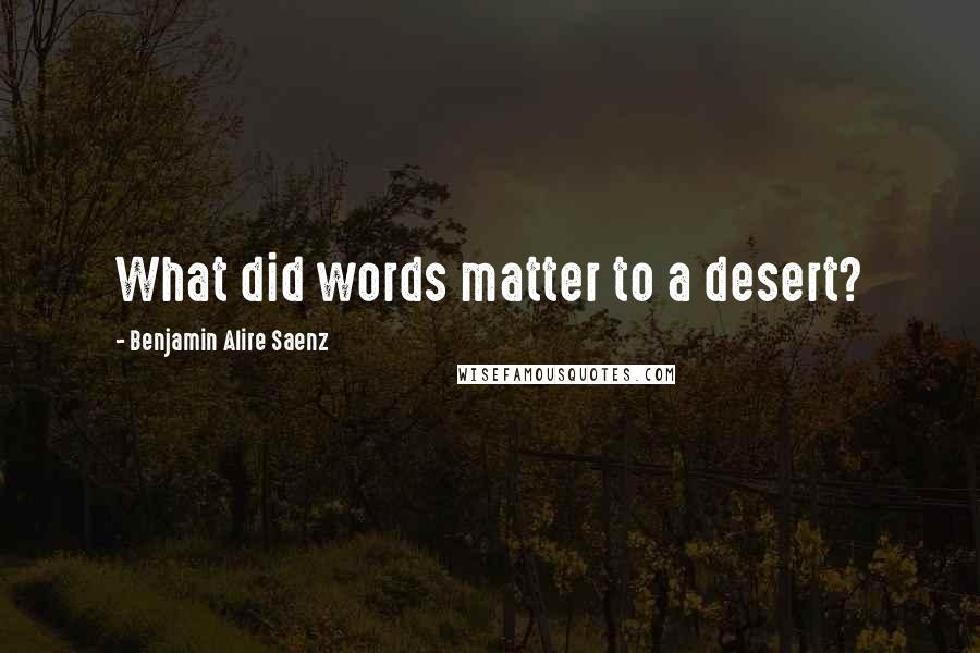 Benjamin Alire Saenz Quotes: What did words matter to a desert?