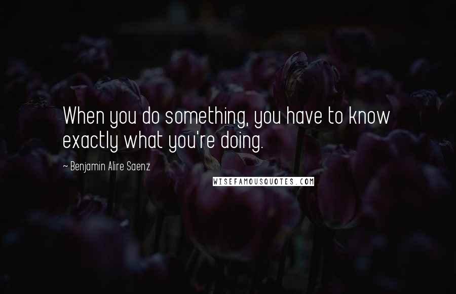 Benjamin Alire Saenz Quotes: When you do something, you have to know exactly what you're doing.