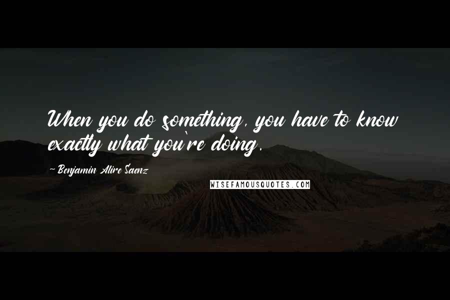 Benjamin Alire Saenz Quotes: When you do something, you have to know exactly what you're doing.