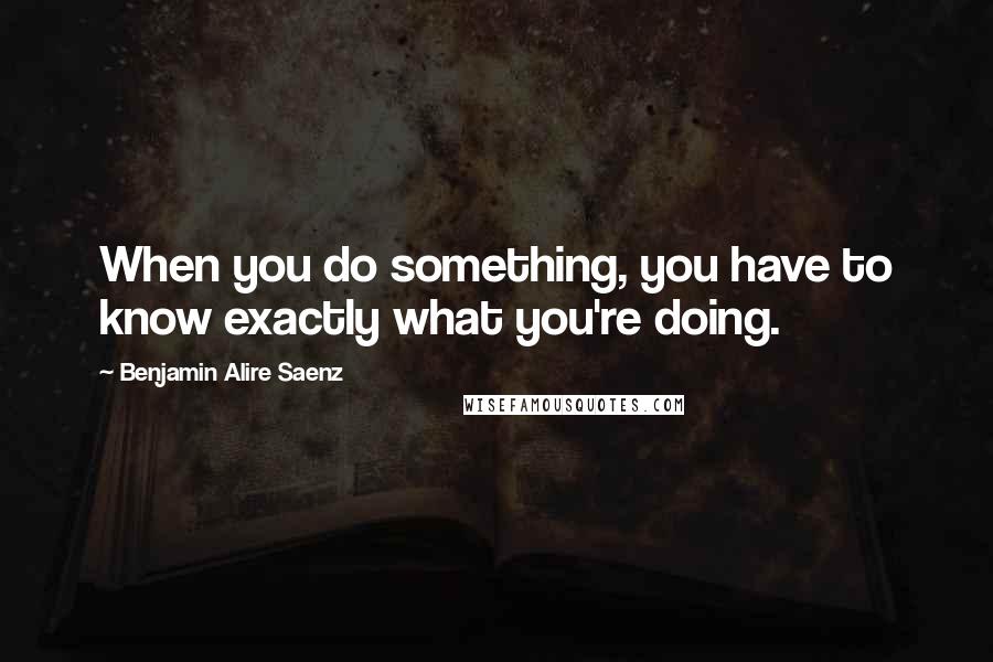 Benjamin Alire Saenz Quotes: When you do something, you have to know exactly what you're doing.