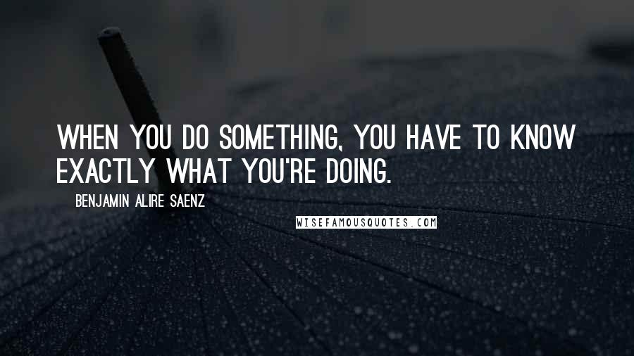 Benjamin Alire Saenz Quotes: When you do something, you have to know exactly what you're doing.