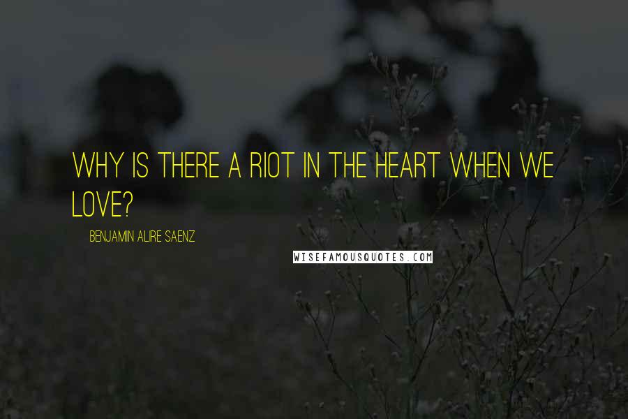 Benjamin Alire Saenz Quotes: Why is there a riot in the heart when we love?