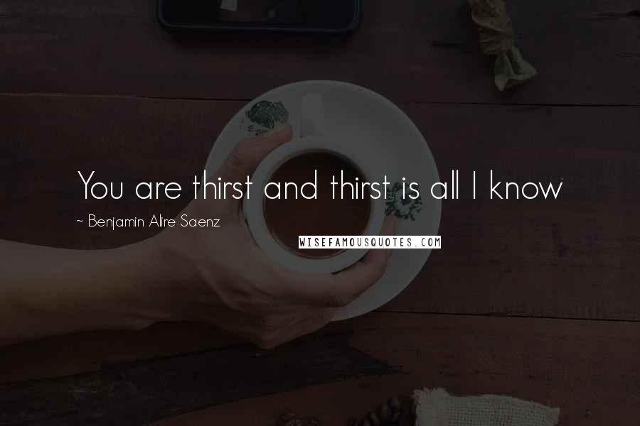 Benjamin Alire Saenz Quotes: You are thirst and thirst is all I know