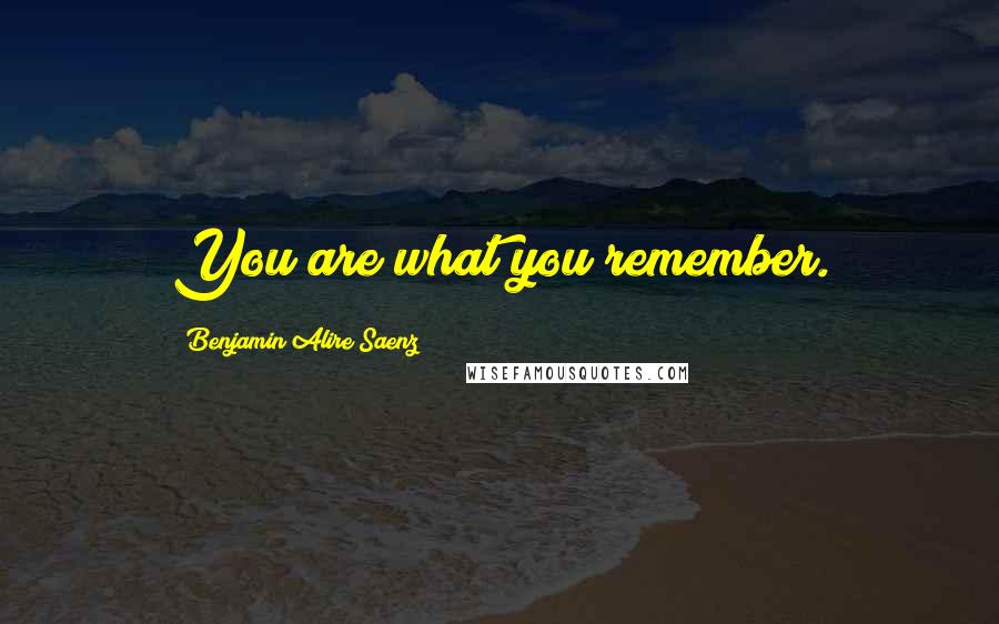 Benjamin Alire Saenz Quotes: You are what you remember.