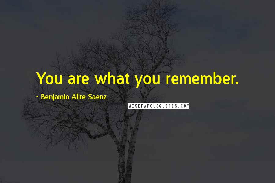 Benjamin Alire Saenz Quotes: You are what you remember.