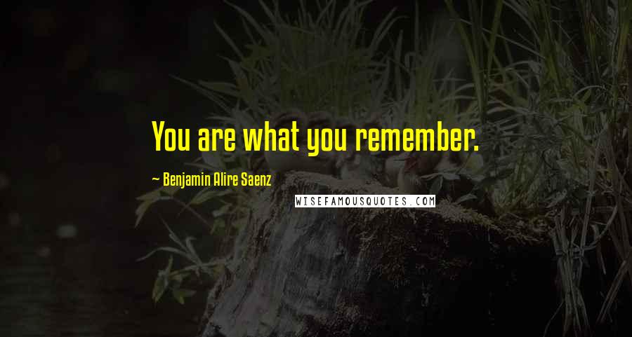 Benjamin Alire Saenz Quotes: You are what you remember.