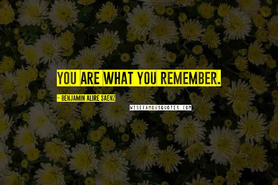 Benjamin Alire Saenz Quotes: You are what you remember.