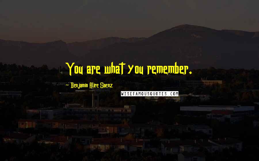 Benjamin Alire Saenz Quotes: You are what you remember.