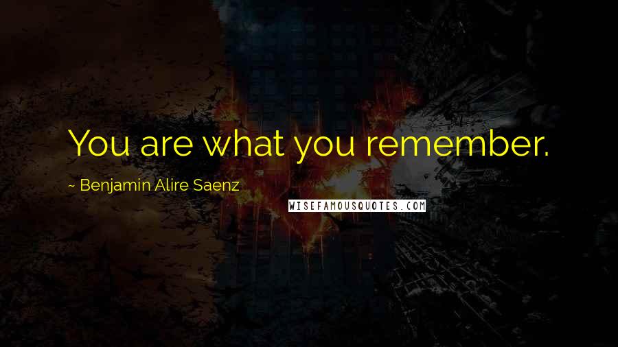 Benjamin Alire Saenz Quotes: You are what you remember.