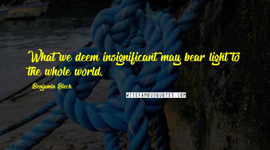 Benjamin Blech Quotes: What we deem insignificant may bear light to the whole world.