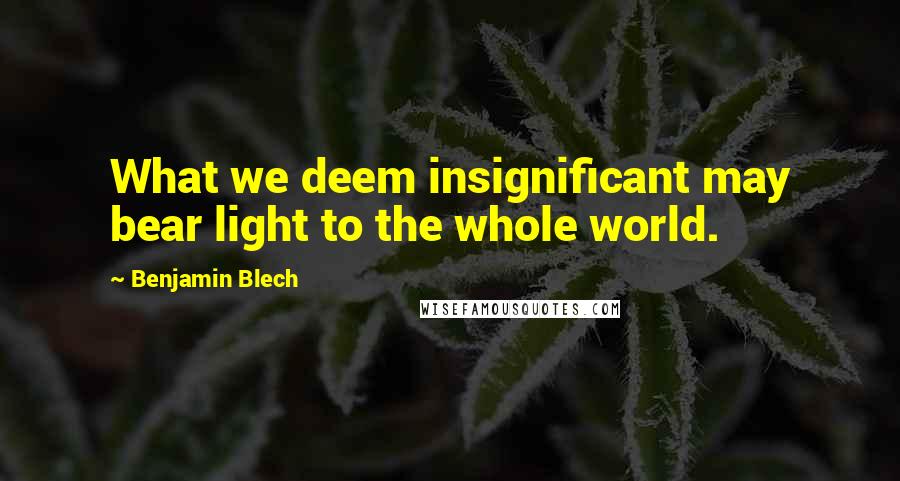 Benjamin Blech Quotes: What we deem insignificant may bear light to the whole world.