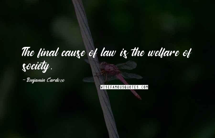 Benjamin Cardozo Quotes: The final cause of law is the welfare of society.