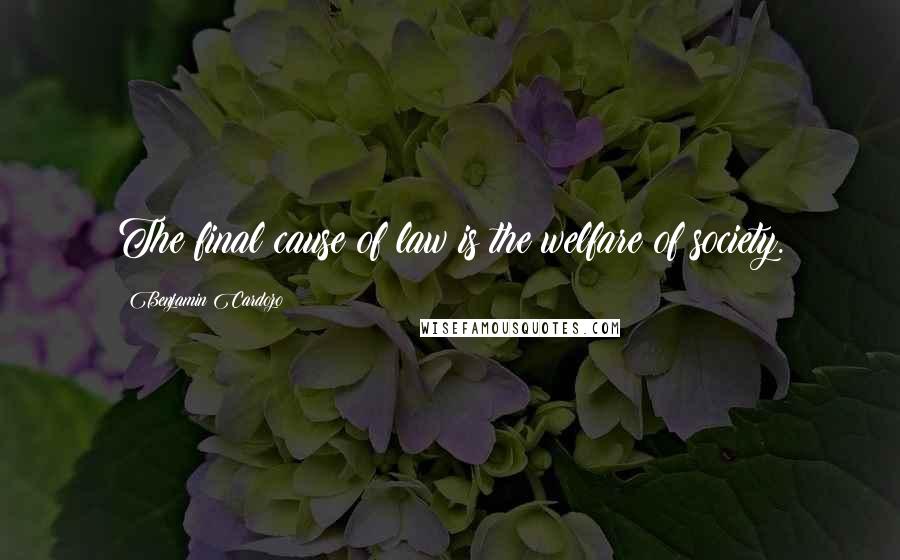 Benjamin Cardozo Quotes: The final cause of law is the welfare of society.