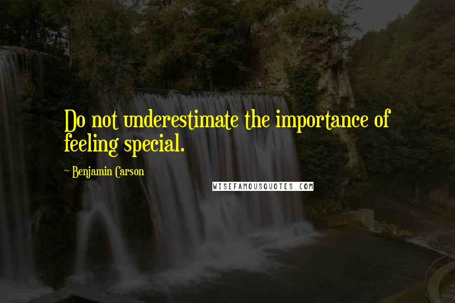 Benjamin Carson Quotes: Do not underestimate the importance of feeling special.