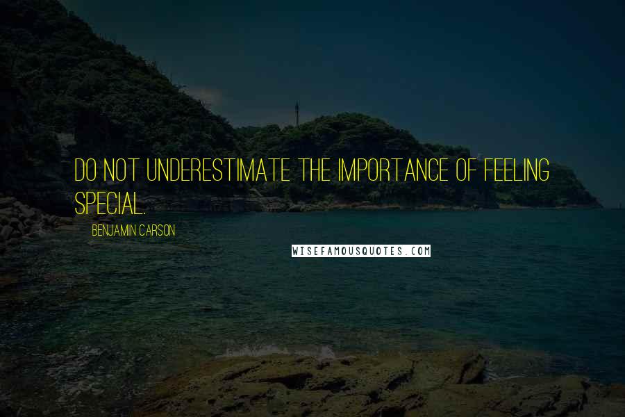 Benjamin Carson Quotes: Do not underestimate the importance of feeling special.