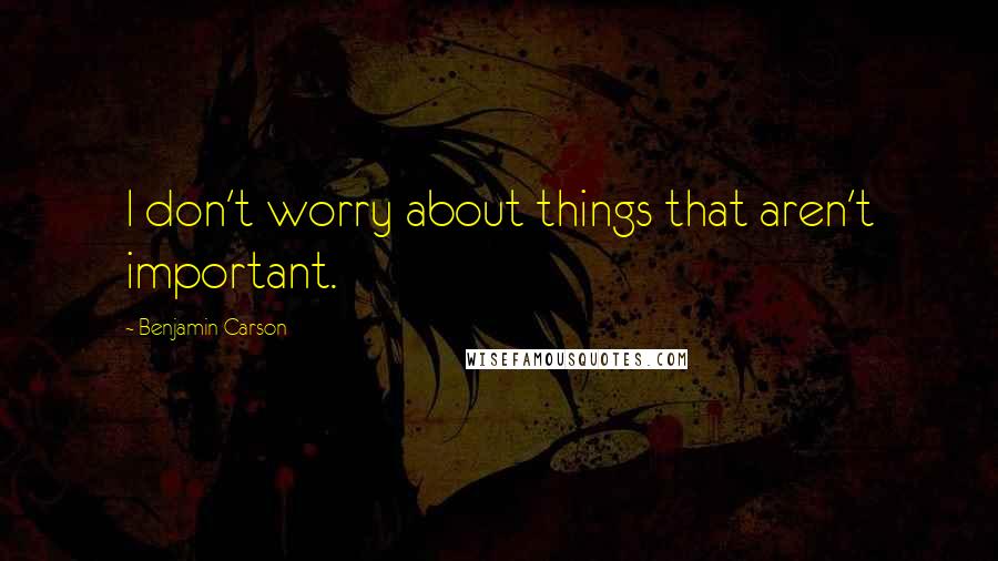 Benjamin Carson Quotes: I don't worry about things that aren't important.