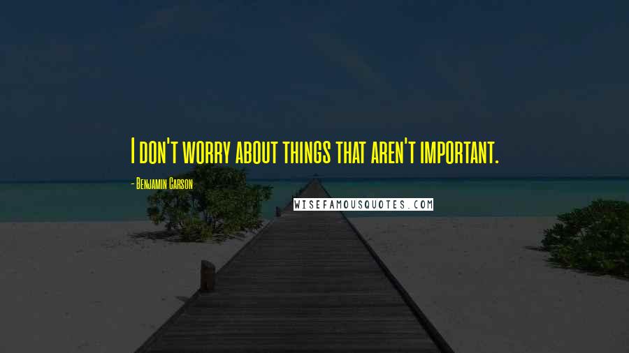 Benjamin Carson Quotes: I don't worry about things that aren't important.