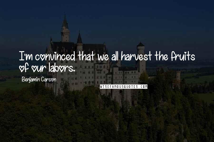 Benjamin Carson Quotes: I'm convinced that we all harvest the fruits of our labors.