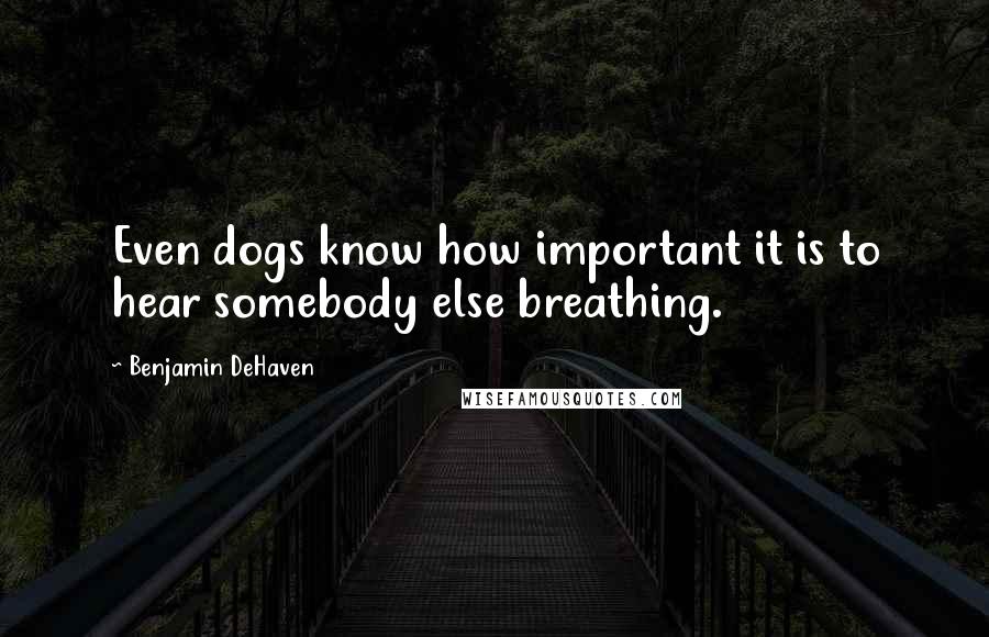 Benjamin DeHaven Quotes: Even dogs know how important it is to hear somebody else breathing.