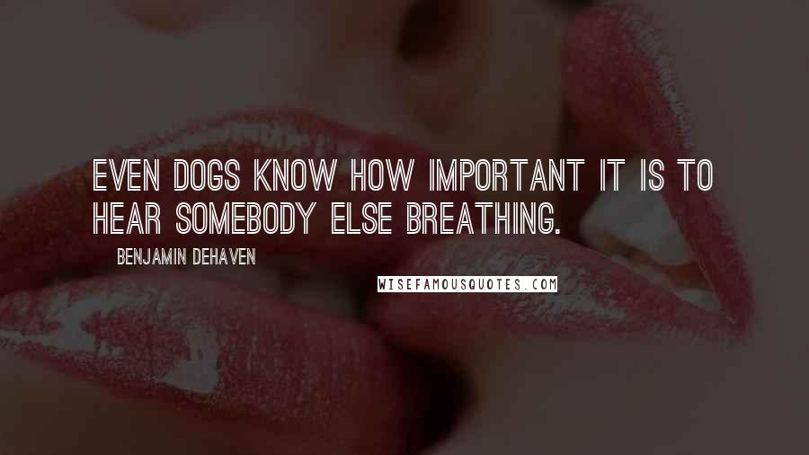 Benjamin DeHaven Quotes: Even dogs know how important it is to hear somebody else breathing.