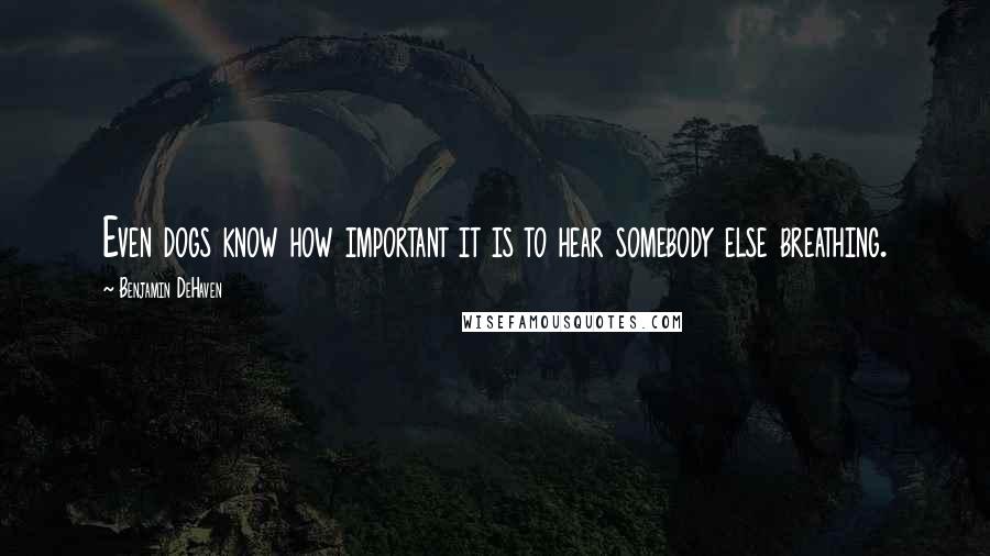 Benjamin DeHaven Quotes: Even dogs know how important it is to hear somebody else breathing.