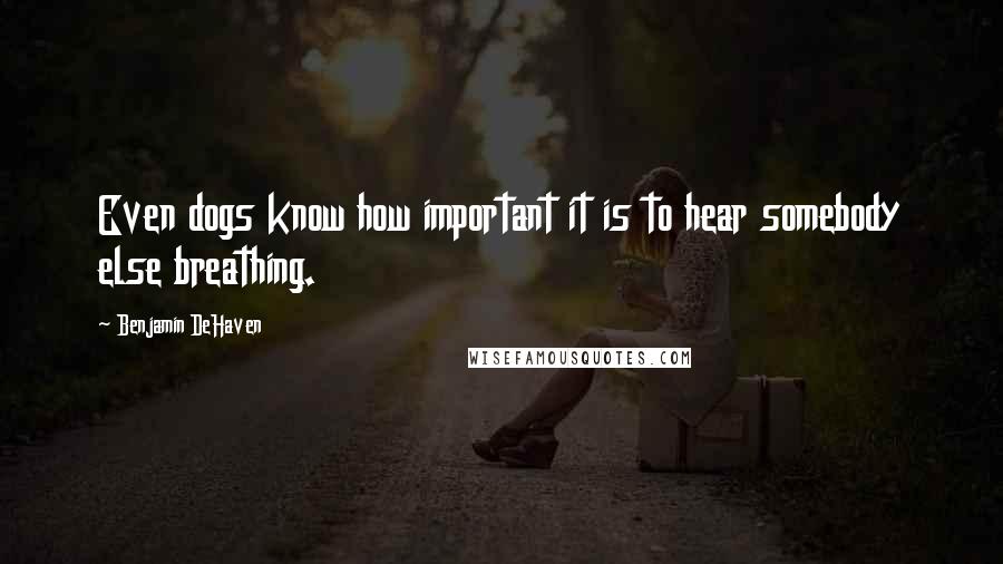 Benjamin DeHaven Quotes: Even dogs know how important it is to hear somebody else breathing.