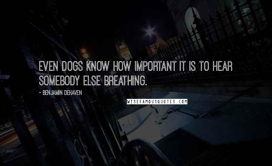 Benjamin DeHaven Quotes: Even dogs know how important it is to hear somebody else breathing.
