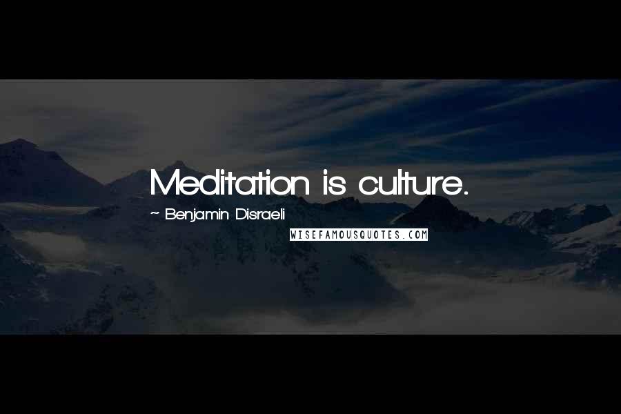 Benjamin Disraeli Quotes: Meditation is culture.