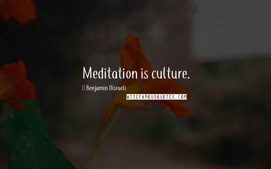 Benjamin Disraeli Quotes: Meditation is culture.