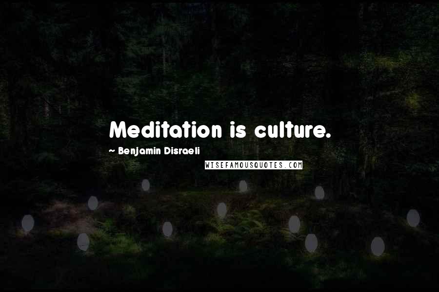 Benjamin Disraeli Quotes: Meditation is culture.