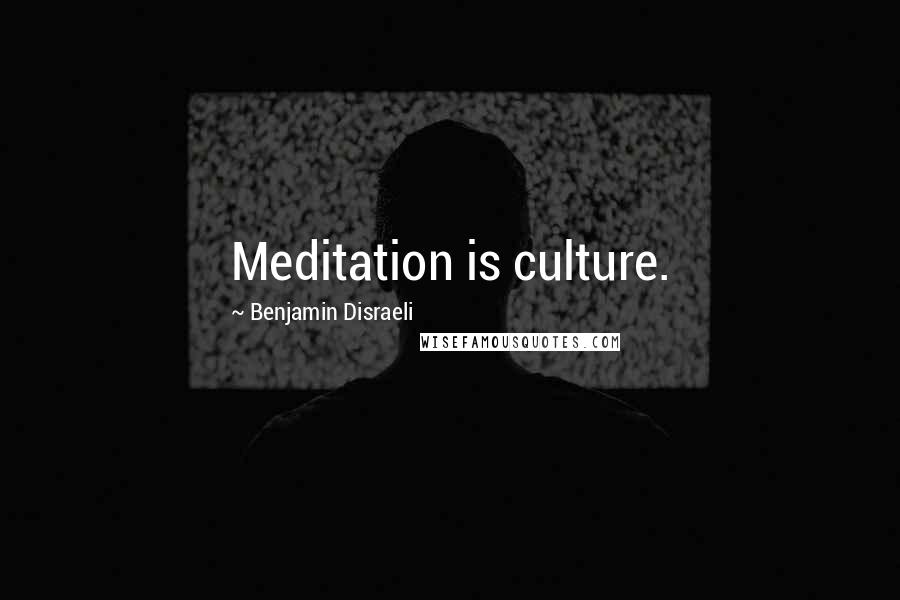 Benjamin Disraeli Quotes: Meditation is culture.